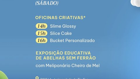 Programação de Dia das Crianças - 10/OUT (Sábado)
