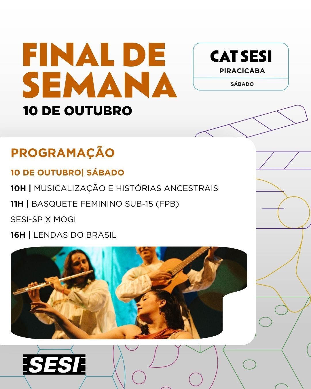 Programação de Final de Semana no CAT SESI Piracicaba