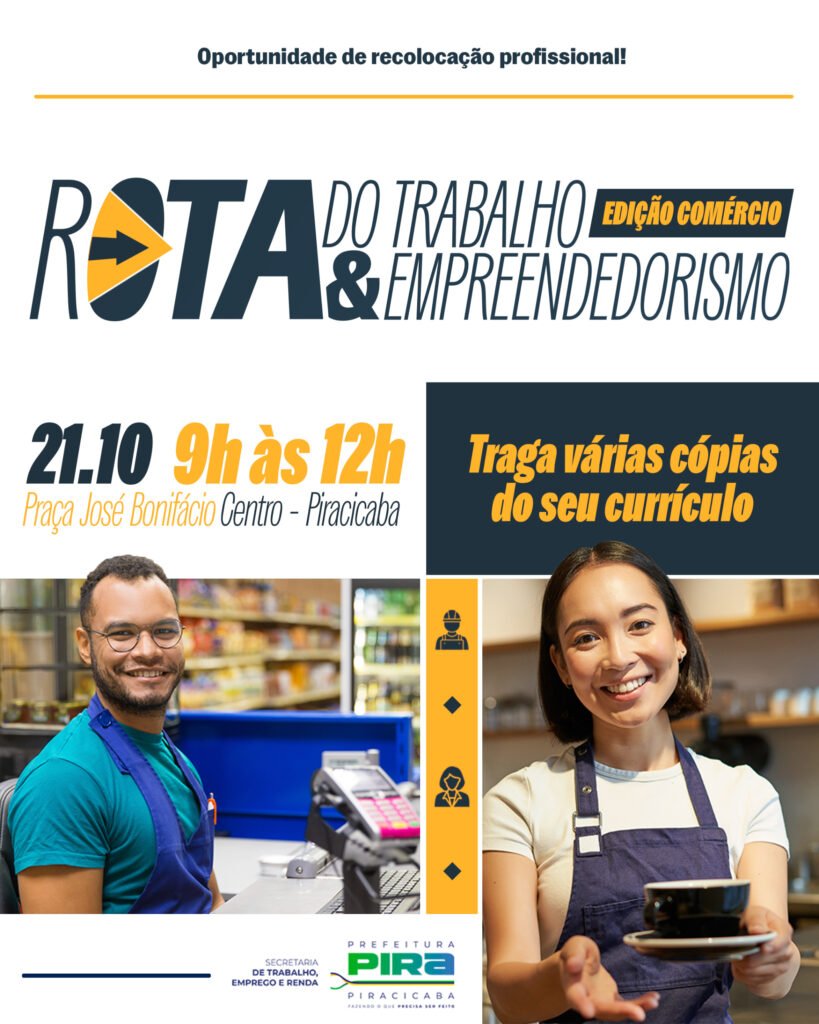 4ª Rota do Trabalho e Empreendedorismo já reúne mais de 400 vagas para o comércio